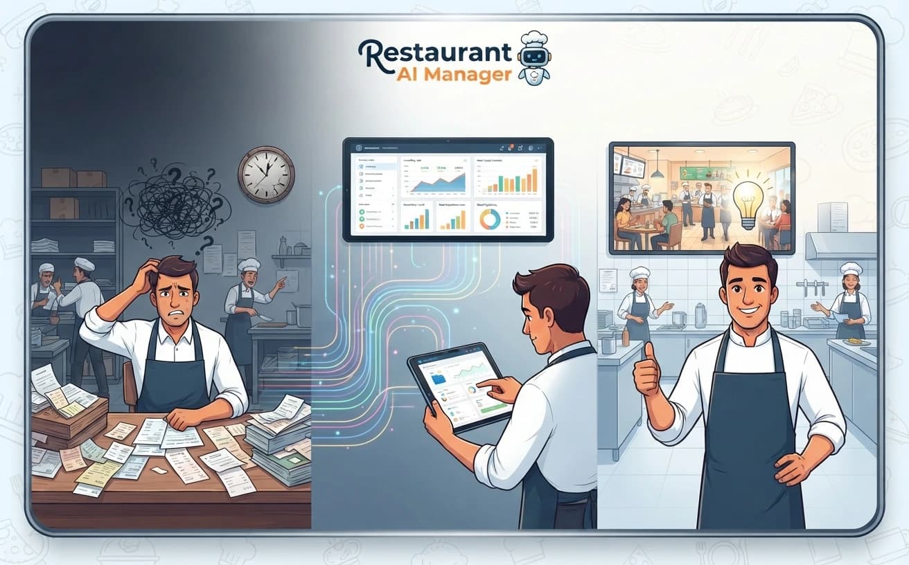 Environnement professionnel de restaurant avec un tableau de bord de gestion